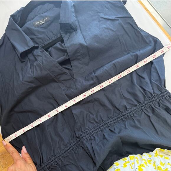 Rag and Bone Dress Joan Poplin Midi Dress in Black Size Large Cotton Collared - Picture 7 of 9